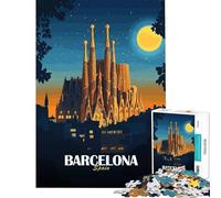 Rompecabezas de 1000 Piezas para Adolescentes Barcelona España Sagrada Familia Ilustración Juego Imposible Juguetes adictivos para Cultivar la Paciencia Regalos Decoración de Pared para cumpleaños