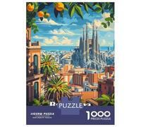 Rompecabezas De 1000 Piezas para Adolescentes Barcelona Spain Cityscape Rompecabezas para Adultos Juegos Relajantes Alivia El Estrés Ayuda A Ejercitar El Cerebro 52x38cm/1000pcs