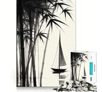 Rompecabezas de 1000 Piezas para Adolescentes Barco de bambú,Aguas tranquilas,Juego Jugar en Conjunto,Juego cognitivo,Regalo,Juego Relajante,Actividad Divertida para cumpleaños (50x75cm)