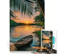 Rompecabezas de 1000 Piezas para Adolescentes Barco de Pesca Tropical, Manualidades de Corte preciso, Juego cognitivo Divertido, Juego de Ocio, decoración navideña para el hogar (50x75cm)