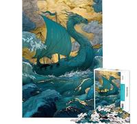 Rompecabezas de 1000 Piezas para Adolescentes Barco dragón en Mares tormentosos Rompecabezas Familiar para divertirse en Familia Regalo para Toda la Familia (tamaño 50x75cm)