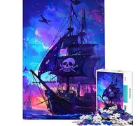 Rompecabezas de 1000 Piezas para Adolescentes Barco Pirata al Atardecer Un desafío Educativo para desarrollar el análisis y la lógica Juguete Decorativo para Pared Ideal para Mayores de 14 años
