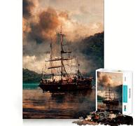 Rompecabezas de 1000 Piezas para Adolescentes Barco Pirata,Arte de Bordes precisos,Actividad Mental Inteligente,Juego para Pasar un rato Agradable,Regalo de cumpleaños (50x75cm)