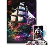 Rompecabezas de 1000 Piezas para Adolescentes, Barco Pirata, Colorido Juego de análisis y lógica para niños de 14 años o más, 50x75cm