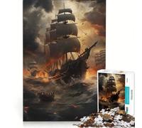 Rompecabezas de 1000 Piezas para Adolescentes: Barco Pirata de fantasía, Juego práctico, desafío difícil, colección de Artistas, Bellas Artes 38x26cm