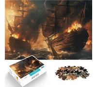 Rompecabezas de 1000 Piezas para Adolescentes Barco Pirata en Batalla Juego Intelectual Cada Pieza es única: un desafiante y Divertido Juego Familiar 75x50cm