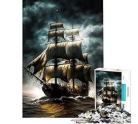 Rompecabezas de 1000 Piezas para Adolescentes Barco Pirata Un Reto para completar Juego de Velocidad Manual Juegos relajantes para Mayores de 14 años (50x75cm)