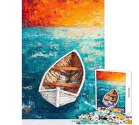 Rompecabezas de 1000 Piezas para Adolescentes Barco Solitario al Atardecer Rompecabezas para Adultos Juego de ingenio Regalo de cumpleaños cumpleaños y Navidad (Tamaño 38x26cm)
