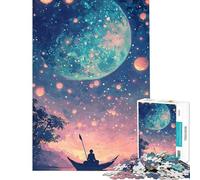Rompecabezas de 1000 Piezas para Adolescentes Barco Solitario bajo una Luna Gigante Rompecabezas de 1000 Piezas Juguete para decoración de Pared Decoración artística para el hogar para Reducir