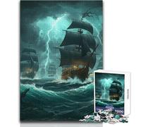 Rompecabezas de 1000 Piezas para Adolescentes: Barcos Piratas en Mares tempestuosos, Calma, Relajante, pasatiempo, Corte Limpio y consistente, Juguete para Jugar, tamaño 38x26cm