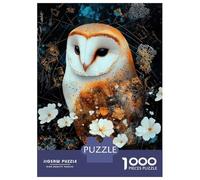 Rompecabezas De 1000 Piezas para Adolescentes Barn Owl with Floral Accents Rompecabezas para Adultos Juegos Relajantes Decoración del Hogar Actividades Divertidas En Casa 52x38cm/1000pcs