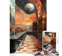 Rompecabezas de 1000 Piezas para Adolescentes Barra Surrealista con Vista Celestial decoración del hogar Juguetes Obras de Arte Regalo Juegos Divertidos Entrena tu Cerebro y Tus Manos tamaño 38x52cm