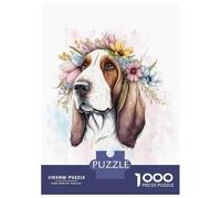 Rompecabezas De 1000 Piezas para Adolescentes Basset Hound Watercolor Rompecabezas para Adultos Decoración De Pared De Juguete Mejora La Memoria Regalos Y Cumpleaños Únicos 38x26cm/1000pcs