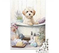 Rompecabezas De 1000 Piezas para Adolescentes Bath Time Fun with Cute Puppy Rompecabezas para Adultos Juego Familiar Análisis Y Lógica Actividades Divertidas En Casa 52x38cm/1000pcs