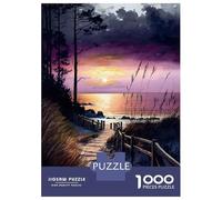 Rompecabezas De 1000 Piezas para Adolescentes Beach at Purple Sunset Rompecabezas para Adultos Juego Práctico Decoración del Hogar Cumpleaños Y Navidad 38x26cm/1000pcs