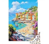 Rompecabezas De 1000 Piezas para Adolescentes Beachfront Mediterranean Village Rompecabezas para Adultos Juegos De Relajación Decoración del Hogar Desafío Educativo 70x50cm/1000pcs