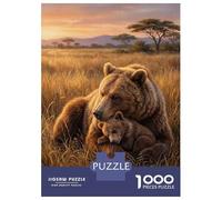 Rompecabezas De 1000 Piezas para Adolescentes Bear and Cub in Golden Field Rompecabezas para Adultos Juegos Relajantes Decoración del Hogar Actividades Divertidas En Casa 38x26cm/1000pcs