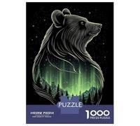 Rompecabezas De 1000 Piezas para Adolescentes Bear & Aurora Borealis Rompecabezas para Adultos Juego Familiar Difícil Difícil Cumpleaños Y Navidad 38x26cm/1000pcs