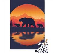 Rompecabezas De 1000 Piezas para Adolescentes Bear Family Sunset Scene Rompecabezas para Adolescentes Juego De Ingenio Una Obra De Arte Diversión En Casa Actividades, 52x38cm/1000pcs