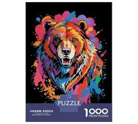 Rompecabezas De 1000 Piezas para Adolescentes Bear Head Graffiti Style Rompecabezas para Adolescentes Juguetes Antiestrés Regalos para Mujeres Regalos para Reducir El Estrés 70x50cm/1000pcs