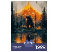 Rompecabezas De 1000 Piezas para Adolescentes Bear in Mountain Landscape Reflection Rompecabezas para Adultos Juego Práctico Mejora La Memoria para Cumpleaños, Navidad 70x50cm/1000pcs