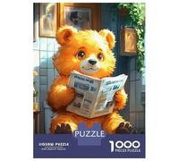 Rompecabezas De 1000 Piezas para Adolescentes Bear Reading Newspaper on Toilet Funny Rompecabezas para Adultos Juguetes Antiestrés Regalos De Desafío Difícil para Amigos Y Familiares 52x38cm/1000pcs