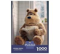 Rompecabezas De 1000 Piezas para Adolescentes Bear Reading on A Toilet Rompecabezas para Adultos Juguete Decoración De Pared Mejora La Memoria Desafío Educativo 70x50cm/1000pcs
