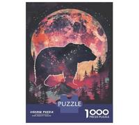 Rompecabezas De 1000 Piezas para Adolescentes Bear Silhouette Galaxy Rompecabezas para Adultos Juegos De Relajación Desafío Difícil Desafío Educativo 70x50cm/1000pcs
