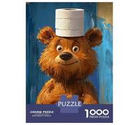 Rompecabezas De 1000 Piezas para Adolescentes Bear with Toilet Paper Hat Rompecabezas DIY Juguetes Mejora La Memoria Oferta como Regalo para Toda La Familia 52x38cm/1000pcs