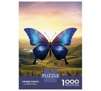 Rompecabezas De 1000 Piezas para Adolescentes Beautiful Blue Butterfly Rompecabezas para Adultos Juegos Divertidos Decoración Cumpleaños, Navidad 38x26cm/1000pcs