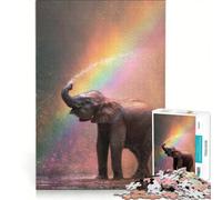 Rompecabezas de 1000 Piezas para Adolescentes: Bebé Elefante arcoíris para Baby Shower, Juguetes para armar, interacción Entre Padres e Hijos, cumpleaños, 50x75cm