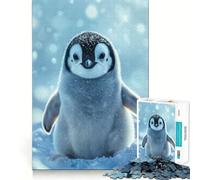 Rompecabezas de 1000 Piezas para Adolescentes Bebé pingüino paseando por la Nieve,decoración de Corte preciso,Juego cognitivo,Juguete para el Tiempo Libre,Regalo Tranquilo de Navidad (50x75cm)