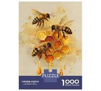 Rompecabezas De 1000 Piezas para Adolescentes Bees and Honeycomb Watercolor Painting Rompecabezas para Adultos Juego Familiar Desafío Difícil 52x38cm/1000pcs