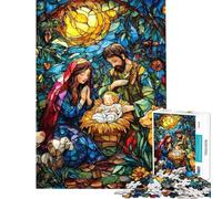 Rompecabezas de 1000 Piezas para Adolescentes Belén diseño de vidrieras Un desafío difícil para Adolescentes Ideal para cumpleaños Navidad o como Juego de ingenio en Familia 38x52cm