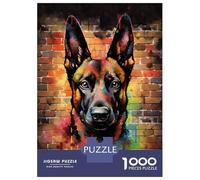 Rompecabezas De 1000 Piezas para Adolescentes Belgian Malinois Graffiti Rompecabezas para Adultos Juego De Ingenio Difícil Gran Regalo para Jugar 52x38cm/1000pcs