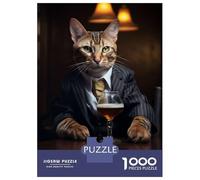 Rompecabezas De 1000 Piezas para Adolescentes Bengal Cat in The Pub Rompecabezas Juegos Relajantes Decoración De Pared Regalos para Amigos Y Familiares 52x38cm/1000pcs