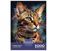 Rompecabezas De 1000 Piezas para Adolescentes Bengal Cat Painting Rompecabezas para Adultos Juego Práctico Ensamblaje De Patrones Regalos para Reducir El Estrés 52x38cm/1000pcs