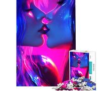 Rompecabezas de 1000 Piezas para Adolescentes Beso neón en los Labios Juguetes educativos para Aprender Juegos relajantes Actividades Familiares Regalos para Mujeres y Hombres (tamaño 50x75cm)