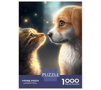 Rompecabezas De 1000 Piezas para Adolescentes Best Friends Cat and Dog Rompecabezas para Adultos Juguetes Antiestrés Regalos De Desafío Difícil para Amigos Y Familiares 38x26cm/1000pcs