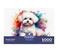 Rompecabezas De 1000 Piezas para Adolescentes Bichon Maltese Dog in Watercolor Rompecabezas para Adultos Juego Práctico Ensamblaje De Patrones Regalos para Reducir El Estrés 70x50cm/1000pcs