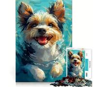 Rompecabezas de 1000 Piezas para Adolescentes Biewer Yorkshire Terrier Nadando Juego de Ajuste Exacto Juego de Habilidades de Pensamiento Tiempo de Diversión Relajante Juego de Cumpleaños (50x75cm)