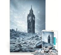 Rompecabezas de 1000 Piezas para Adolescentes Big Ben congelado en un Paisaje Invernal, decoración de Pared de Juguete, para la diversión Familiar, para Fortalecer el Amor Entre Parejas 50x75cm