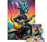 Rompecabezas de 1000 Piezas para Adolescentes Bio Rhythms Dino Guitarist Rompecabezas para Adultos Alivia el estrés Interacción Entre Padres e Hijos Regalo de cumpleaños Regalos 38x52cm