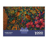 Rompecabezas De 1000 Piezas para Adolescentes Birds and Flowers Mosaic Painting Rompecabezas para Adultos Juegos Relajantes Montaje De Patrones Regalos para Amigos Y Familiares 70x50cm/1000pcs