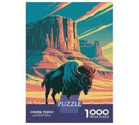 Rompecabezas De 1000 Piezas Para Adolescentes Bison in Monument Valley Illustration Rompecabezas Para Adultos Juegos De Relajación Ensamblaje De Patrones Diversión En Casa Actividades, 70x50cm/1000pcs