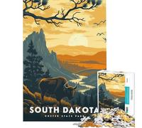 Rompecabezas de 1000 Piezas para Adolescentes Bisonte de Dakota del Sur al Atardecer Juego práctico y adictivo Juguetes para Cultivar la Paciencia Gran Regalo Un Reto difícil (Tamaño 38x26cm)