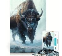 Rompecabezas de 1000 Piezas para Adolescentes Bisonte en Invierno,articulaciones Suaves,diversión cognitiva,Juego Casual,Tiempo Libre,Regalo Festivo (38x52cm)