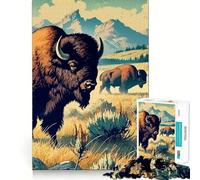 Rompecabezas de 1000 Piezas para Adolescentes Bisontes en el Parque Nacional de Yellowstone Arte de Bordes precisos Juego y Acogedor para Disfrutar de un rato Agradable Exhibición de Arte navideña