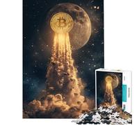 Rompecabezas de 1000 Piezas para Adolescentes Bitcoin a la Luna Diversión en casa Mejora la Memoria Juegos Familiares Apto para Mayores de 14 años (50x75cm)