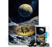 Rompecabezas de 1000 Piezas para Adolescentes Bitcoin a la Luna Juego de Ajuste Exacto Juego de Habilidad Mental Tiempo de diversión Tranquilo Juego de cumpleaños (38x26cm)
